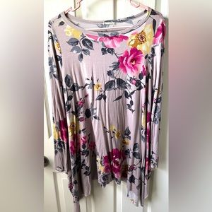 💜GORGEOUS💜 Floral Raw Hem A-Line Tunic